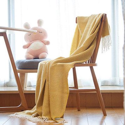 51"x79" Yellow Fringe Throw Blanket Yoga Blanket Sofa Couch Bed Decor Blanket Vintage Throw Cozy Tassel Blanket All Season