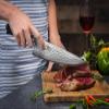 Chef Knife: Best Professional Quality 8 Inch Japanese AUS10 67-Layer High Carbon Damascus Stainless Super Steel Gyuto- Razor Sharp Full Tang Blade w/Hammered Finish & Ergonomic G10 Handle view 3