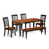 East West Furniture NIDA6-BCH-W 6 Piece Kitchen Table Set Contains a Rectangle Dining Table with Butterfly Leaf and 4 Dining Chairs with a Bench, 36x66 Inch, Black & Cherry view 1