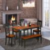 East West Furniture NIDA6-BCH-W 6 Piece Kitchen Table Set Contains a Rectangle Dining Table with Butterfly Leaf and 4 Dining Chairs with a Bench, 36x66 Inch, Black & Cherry view 2