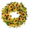 BOMAROLAN Artificial Sunflower Wreath 20 Inch Summer Fall Large Wreaths Springtime All Year Around Flower Green Leaves for Outdoor Front Door Indoor Wall Or Window Dcor view 1