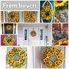 BOMAROLAN Artificial Sunflower Wreath 20 Inch Summer Fall Large Wreaths Springtime All Year Around Flower Green Leaves for Outdoor Front Door Indoor Wall Or Window Dcor view 2