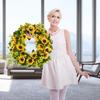 BOMAROLAN Artificial Sunflower Wreath 20 Inch Summer Fall Large Wreaths Springtime All Year Around Flower Green Leaves for Outdoor Front Door Indoor Wall Or Window Dcor view 3