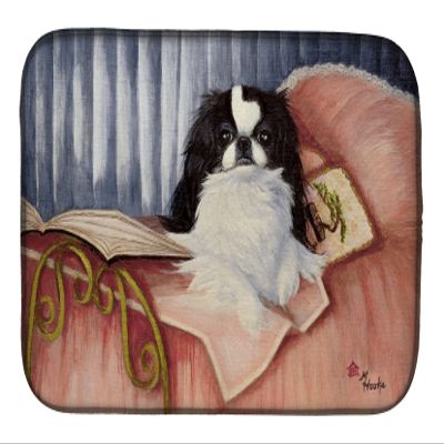 Caroline's Treasures MH1058DDM Japanese Chin Reading in Bed Dish Drying Mat Absorbent Dish Drying Mat Pad for Kitchen Counter Dish Drainer Mat for Countertop, 14 x 21", Multicolor