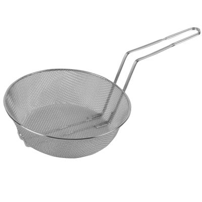 Restaurant Essentials 8" round nickel plated culinary basket, medium mesh, comes in each