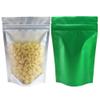 100pcs Frosted Clear Window Stand Up Colored Metallic Foil Resealable Zipper Seal Bags (Green, Standup | 7.5oz) view 1