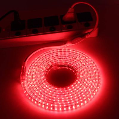 XUNATA LED Light Strip Kit, AC 110-130V Flexible Waterproof Rope Lights, SMD 5050 60 LEDs/M for Indoor Outdoor Commercial Lighting, Accessories Included (Red, 164ft/50m)