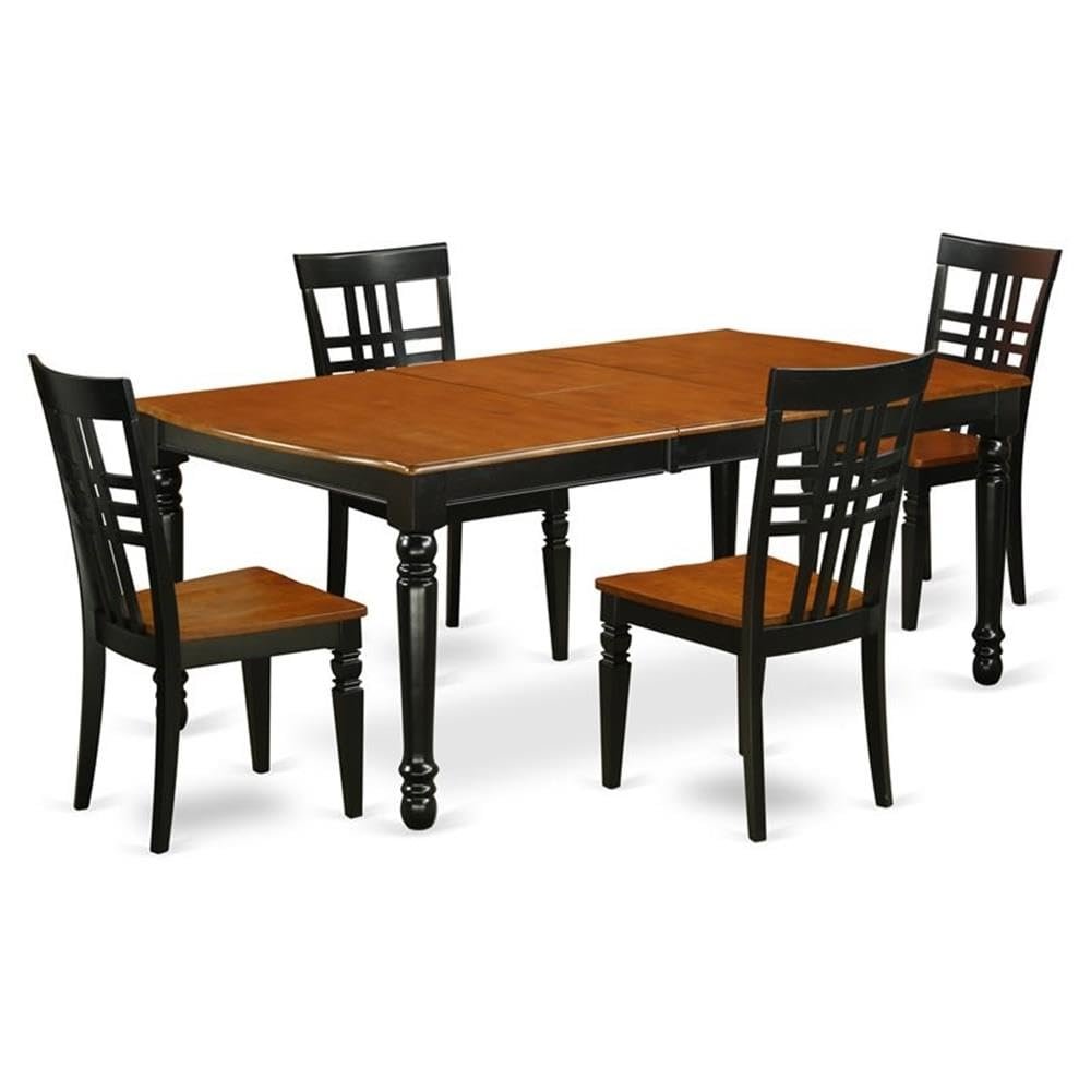 East West Furniture Dover 5-Piece Wooden Dining Set in Black/Cherry