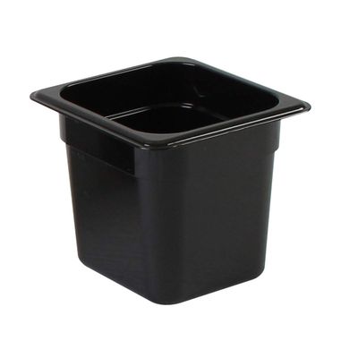 Restaurant Essentials Sixth size 6" deep polycarbonate food pan, black, comes in each