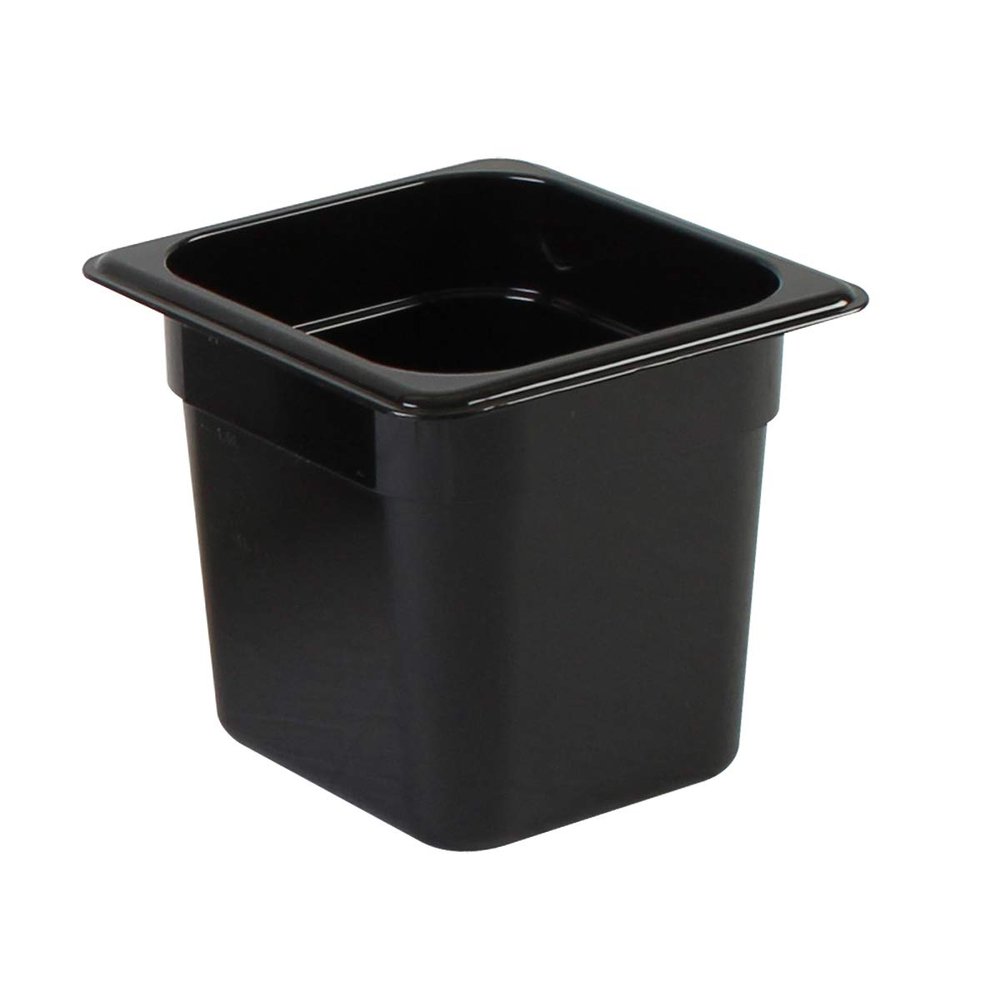 Restaurant Essentials Sixth size 6" deep polycarbonate food pan, black, comes in each