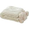 51x63 Knitted Pom Pom Velvet Chenille Throw Blanket Luxury White Chenille Blanket Plush Velvet Crochet Blanket Bed Sofa Couch Decor Family Friend Gift Throw view 1