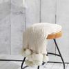 51x63 Knitted Pom Pom Velvet Chenille Throw Blanket Luxury White Chenille Blanket Plush Velvet Crochet Blanket Bed Sofa Couch Decor Family Friend Gift Throw view 2