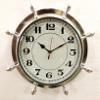 Antique Marine Brass Silver Ship Wheel Clock 38.1 cm Nautical Wall Hanging Clock Home Decor view 1