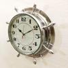Antique Marine Brass Silver Ship Wheel Clock 38.1 cm Nautical Wall Hanging Clock Home Decor view 3