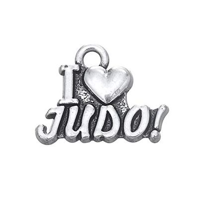 4 I Love Judo Charms, Antique Silver Tone (1K-112)