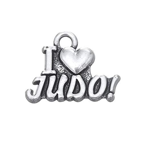 4 I Love Judo Charms, Antique Silver Tone (1K-112)