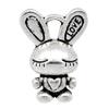 6 Bunny Rabbit Charms, Antique Silver Tone (1K-179) view 1
