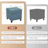 Adeco 17" Square Ottoman with Storage, Small Blue Storage Ottoman Foot Rest with Hinged Lid & Solid Wood Legs, Linen Fabric Foot Stool for Living Room & Bedroom, Seasonal Home Refresh & Gifting view 3