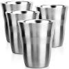 Beasea Metal Cups 8 oz Set of 4, Stainless Steel Cup 8 oz Double Wall Stackable Small Mini Glasses Insulated Drinking Tumblers for Home Restaurant Office Camping Party view 1