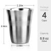 Beasea Metal Cups 8 oz Set of 4, Stainless Steel Cup 8 oz Double Wall Stackable Small Mini Glasses Insulated Drinking Tumblers for Home Restaurant Office Camping Party view 3