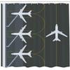 Ambesonne Airport Shower Curtain, Aviation Themed Simple Illustration of Parked Airplanes Landed in Airfield, Cloth Fabric Bathroom Decor Set with Hooks, 69" W x 84" L, White Dimgray Fawn view 2