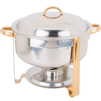 TableTop King 8 Qt. Deluxe Round Gold Accent Soup Chafer