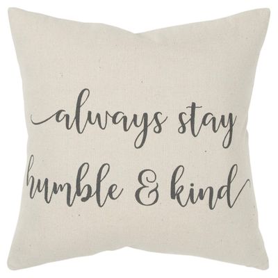 Rizzy Home "Always Stay Humble & Kind Natural Decorative Poly Filled Pillow