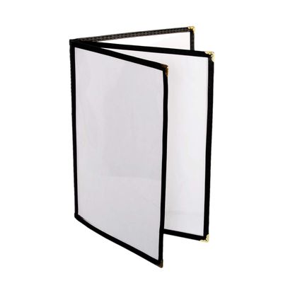 Restaurant Essentials 8.5" x 11" 3 page book fold menu cover, black, comes in each