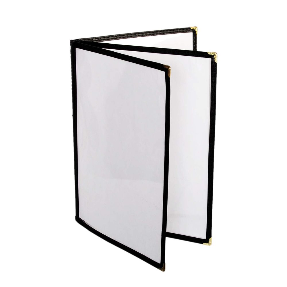 Restaurant Essentials 8.5" x 11" 3 page book fold menu cover, black, comes in each
