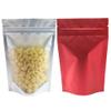 100pcs Frosted Clear Window Stand Up Colored Metallic Foil Resealable Zipper Seal Bags (Red, Standup | 3.5oz) view 1