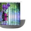 Amagical Zen Garden Theme Bamboo Purple Flower Black Stone Decor 4 Piece Bathroom Mat Set Shower Curtain Set Bath Mat Contour Mat Toilet Cover Shower Curtain and 12 Hooks view 2