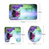 Amagical Zen Garden Theme Bamboo Purple Flower Black Stone Decor 4 Piece Bathroom Mat Set Shower Curtain Set Bath Mat Contour Mat Toilet Cover Shower Curtain and 12 Hooks view 4