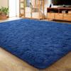 LOCHAS Ultra Soft Indoor Modern Area Rugs Fluffy Living Room Carpets for Children Bedroom Home Decor Nursery Rug 4x5.3 Feet,Light Navy view 1