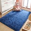 LOCHAS Ultra Soft Indoor Modern Area Rugs Fluffy Living Room Carpets for Children Bedroom Home Decor Nursery Rug 4x5.3 Feet,Light Navy view 2