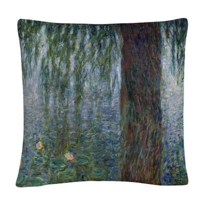 Trademark Fine Art Waterlillies Morning by Claude Monet, 16x16 Decorative Throw Pillow
