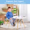 Costzon Kids Table and Chair Set, 3-Piece Kids Mid-Century Modern Style Table Set with Wood Legs for Dining Drawing Playing, Toddler Table and Chairs (White, Table & 2 Chairs) view 4