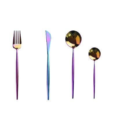 Flatware Sets Knife Fork Spoon Cutlery Sets Colorfully Silverware Set Mirror Polished -16 pieces set