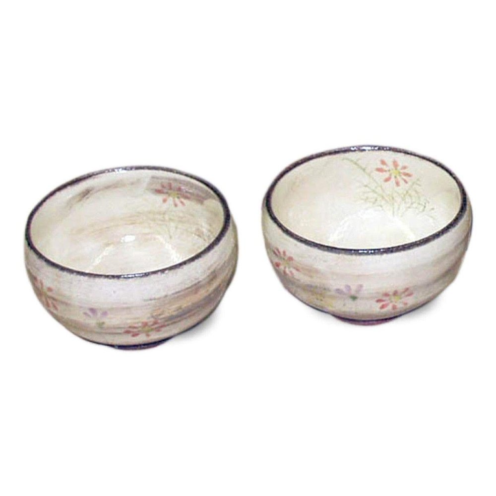 CtoC ARITA Sengcha Set, Grass Flowers, Made in Japan, Arita Ware Tea Cup, 9.55.7cm, white/black/red