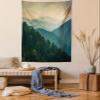 Ambesonne Appalachian Tapestry Twin Size, Panoramic Landscape Photo of Mountain Ridges Virginia, Wall Hanging Bedspread Bed Cover Wall Decor, 68" X 88", Hunter Green Grey Teal view 1