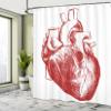 Ambesonne Human Heart Shower Curtain, Warm Tone Monochromatic Realistic Sketch of Cardio Organ Anatomy Print, Cloth Fabric Bathroom Decor Set with Hooks, 69" W x 84" L, Vermilion and White view 4