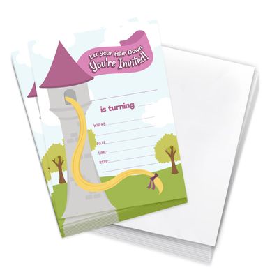 Desert Cactus Rapunzel Happy Birthday Invitations Style 1 Invite Cards (10 Count) With Envelopes Boys Girls Kids Party (10ct)