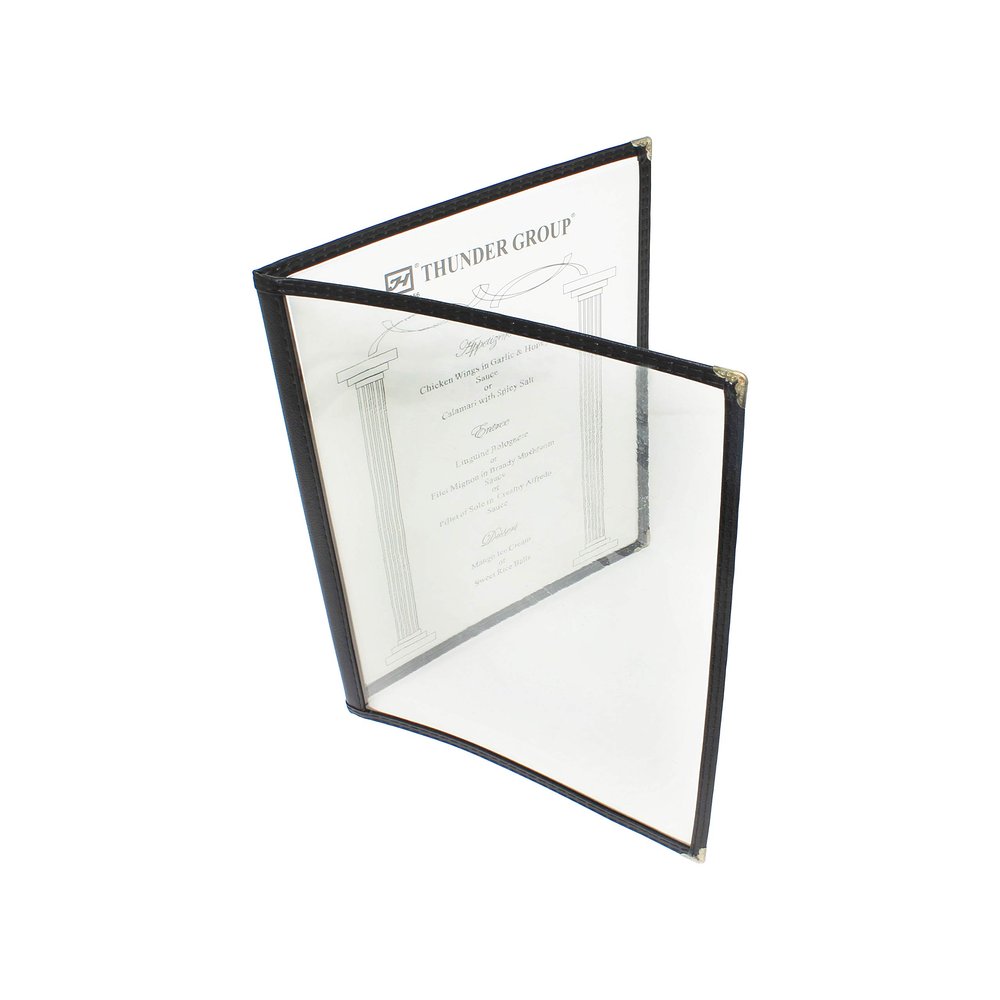 Restaurant Essentials 8.5" x 11" double fold menu cover, black, comes in each