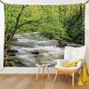 Ambesonne Appalachian Tapestry King Size, Streaming Water Creek in Spring Forest Trees and Bushes, Wall Hanging Bedspread Bed Cover Wall Decor, 104" X 88", Lime Green Sage Green view 1