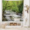 Ambesonne Appalachian Tapestry King Size, Streaming Water Creek in Spring Forest Trees and Bushes, Wall Hanging Bedspread Bed Cover Wall Decor, 104" X 88", Lime Green Sage Green view 2