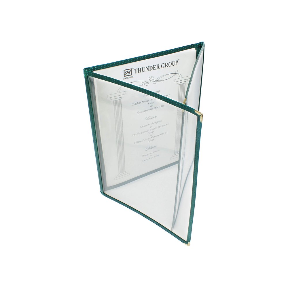 Restaurant Essentials 8.5" x 11" triple fold menu cover, green, comes in each