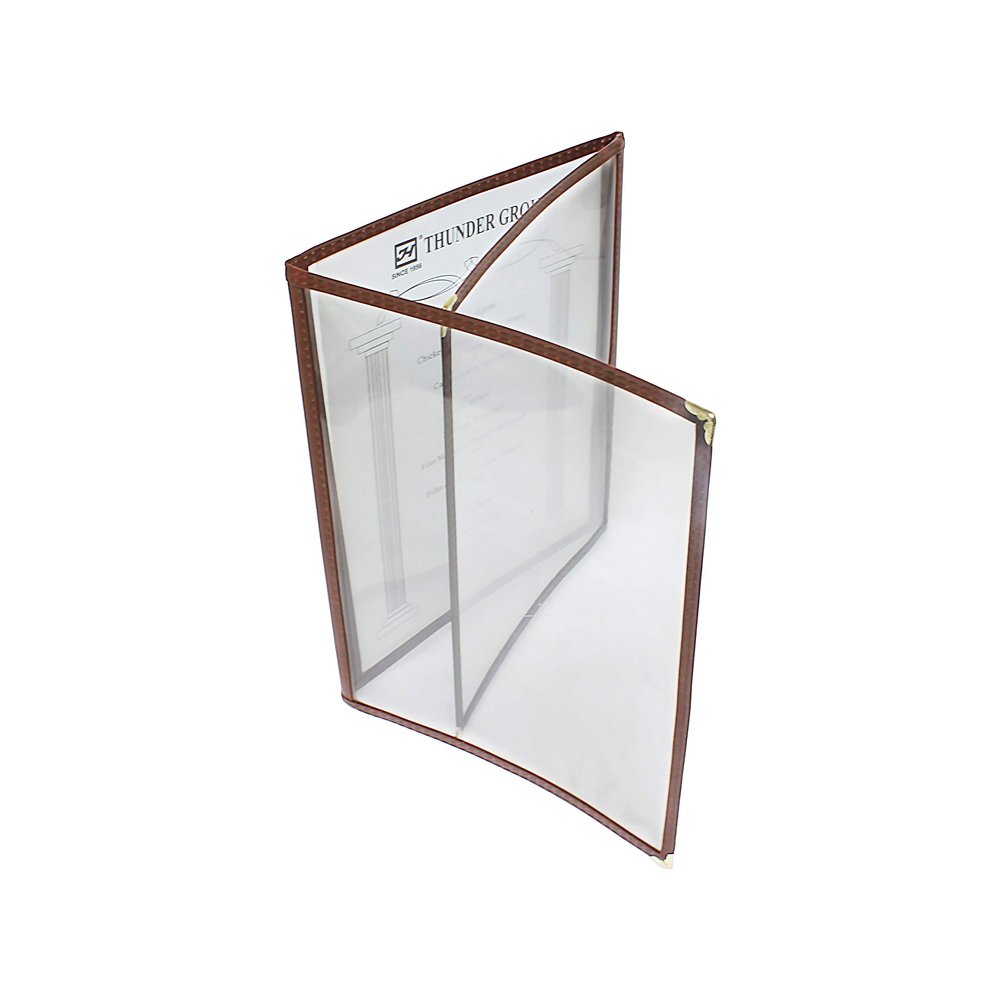 Restaurant Essentials 8.5" x 11" triple fold menu cover, brown, comes in each