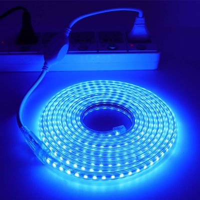 XUNATA LED Light Strip Kit, AC 110-130V Flexible Waterproof Rope Lights, SMD 5050 60 LEDs/M for Indoor Outdoor Commercial Lighting, Accessories Included (Blue, 164ft/50m)