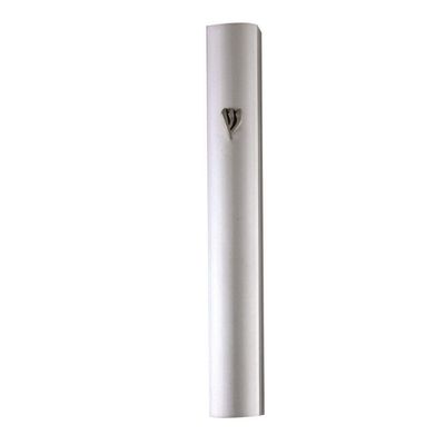 Art Judaica Jewish Mezuzah Case for Door - Aluminum Silver Matte Design - Fits a 15 Centimeter Kosher Scroll
