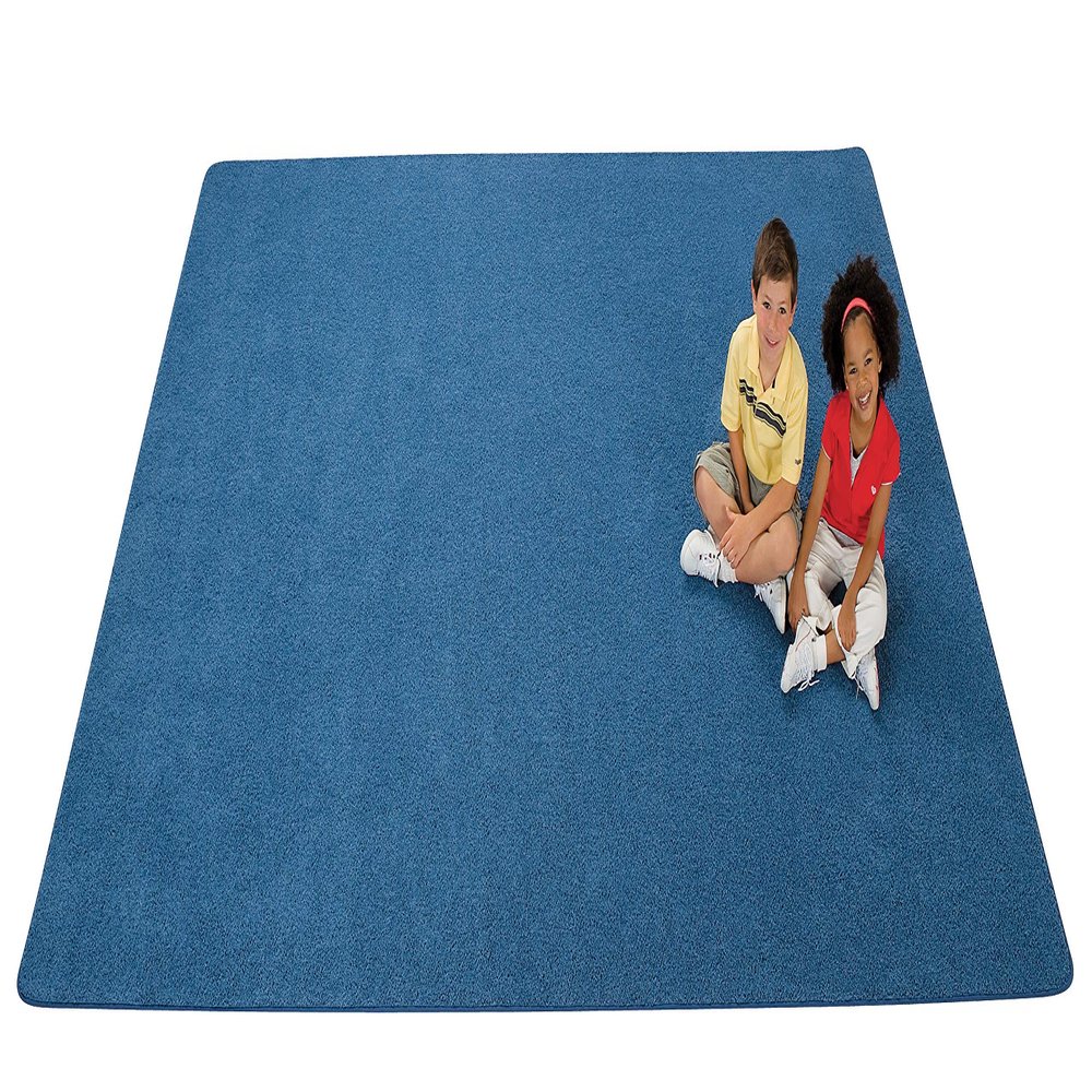 Carpets for Kids 5146.4000 KIDply Soft Solids Collection Carpet in Denim Blue 4ft x 6ft Rectangle Blue