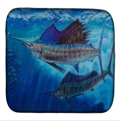 Caroline's Treasures JMA2011DDM Wide Open Sailfish Dish Drying Mat Absorbent Dish Drying Mat Pad for Kitchen Counter Dish Drainer Mat for Countertop, 14 x 21", Multicolor